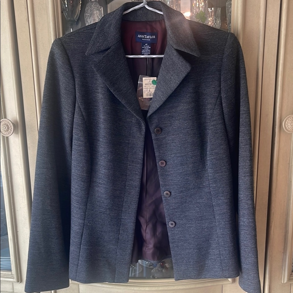 Ann Taylor Gray Blazer Tailored Suit Jacket